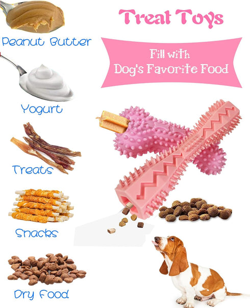 4 Pack Puppy Toys for 2-8 Months, Teething Chew Toys, Soft Rubber Bone, Funny Ball, Interactive Donut for Small Medium