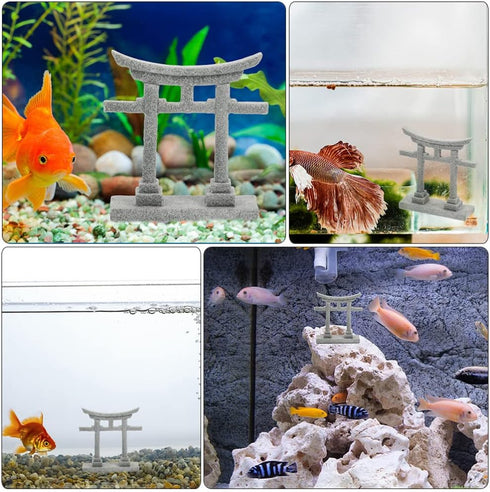 GANAZONO Japanese Shinto Shrine Torii Gate Miniature Ornament for Fish Tank Decoration
