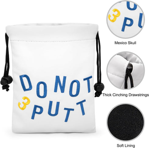 Golf Valuables Pouch, Leather Tee Pouch with Drawstring Closure, Portable Ball Pouch for Men Women