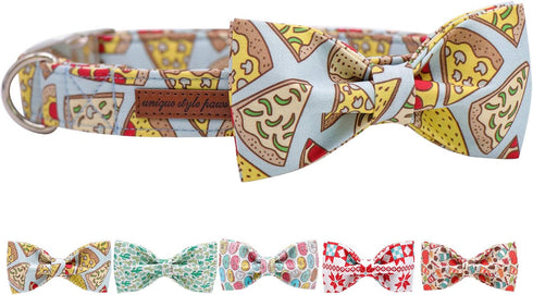 Unique Style Paws Dog Collar with Bow, Adjustable Bowtie Collar for Small Medium Large Dogs and Cats