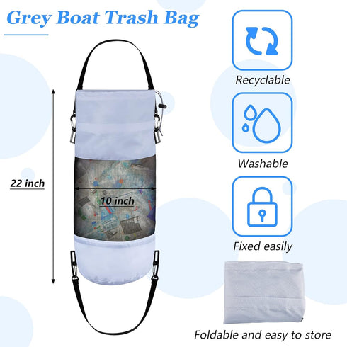 Portable Medium Hoop Mesh Trash Bags for Boats, Reusable Trash Container for Boat Cabin, Kayak, Fishing