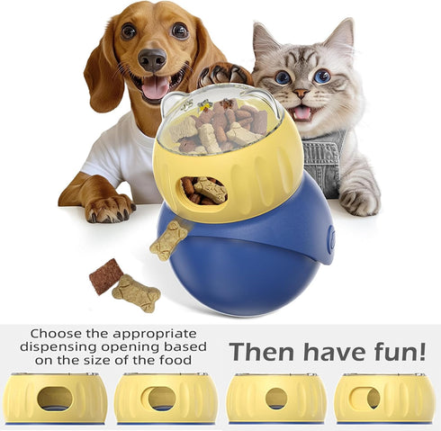 NESSICURE Pet Interactive Toys, Adjustable Treat Puzzle Food Dispenser Weight Loss Tumbler Slow Feeder Sliding Rolling