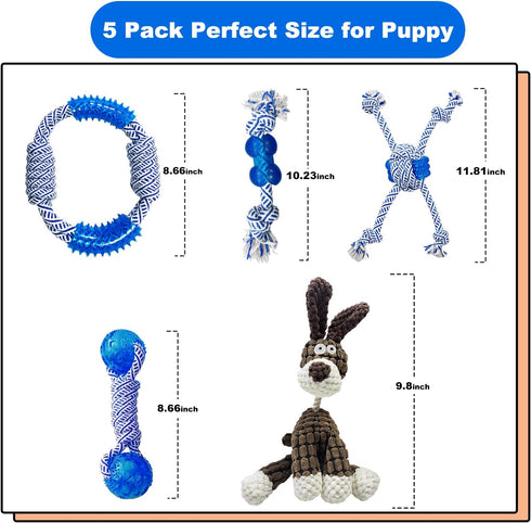 LWBMG 5 Pack Dog Rope Toys, Indestructible Durable Chew Toys, Tug of War Toy for Small Medium Large Dogs, Puppy Teething