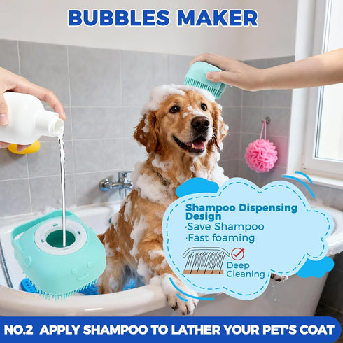 9 Set PAWCHIE Bath Grooming Kit for Pets, PCS Hair Brush with Towel,Washing Gloves,Bath Brush and Adjustable Handle