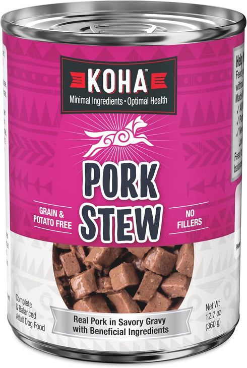 KOHA Minimal Ingredient Pork Stew for Dogs, High Protein Limited Ingredient Dog