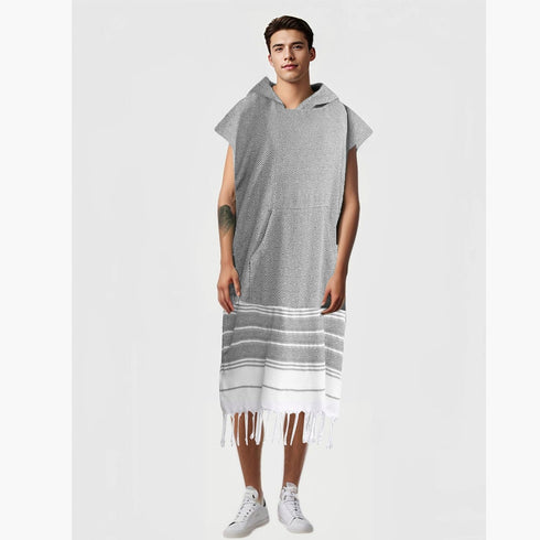 Sufeasdf 1pcs Turkish Towel Poncho Turkish Cotton Beach Poncho wim Cover Up Wearable Towel Hooded Poncho with Pocket