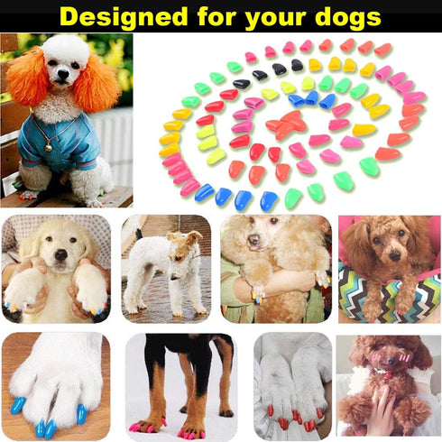 VICTHY 100pcs Dog Nail Caps Claw Covers with Glue and Applicators (L)