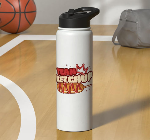 Ketchup Fan Corn Dog Enthusiast Designs Team Ketchup Corn Dog Lover Stainless Steel Insulated Water Bottle