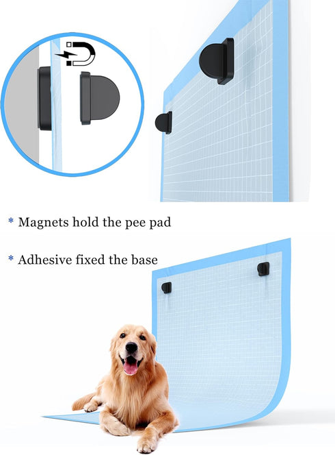 Dog Pee Pad Holder for Potty Training with Magnetic Wall Holder for Leg-Lifting Dogs, Strong Magnets, Black