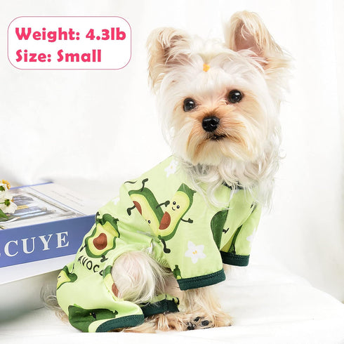 Summer Dog Pajamas for Small Dogs - Soft Onesie for Yorkie Chihuahua Teacup with Cute Pattern