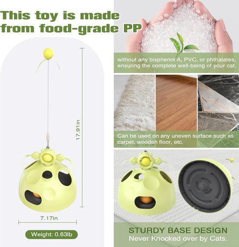 4-in-1 Sedioso Cat Toy, Cat Interactive Toys for Indoor Cats, Hide and Seek Cats Toys, Spinning Toy and Kitty Food