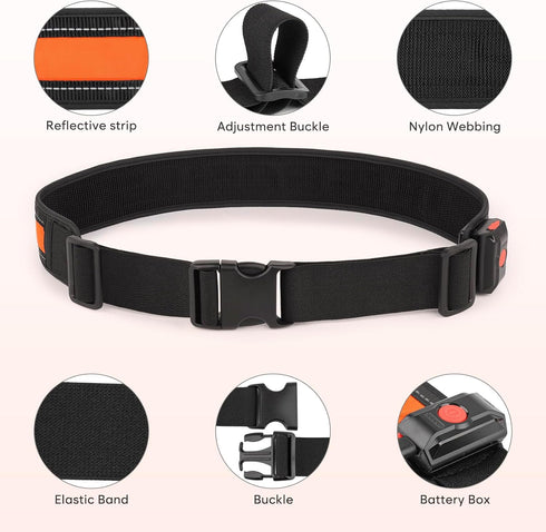 Illumifun LED Running Belt - High-Visibility Light Up Sash, USB Rechargeable Elastic Waistband for Running Cycling