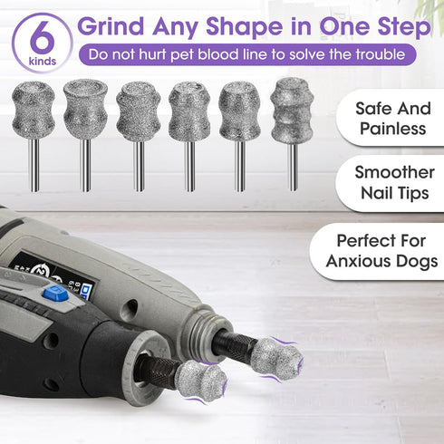 Pet Nail Grinder Trimmer for Dremel - 1/8'' Safe and Painless Nail Grinder Wheel for Dogs & Pets