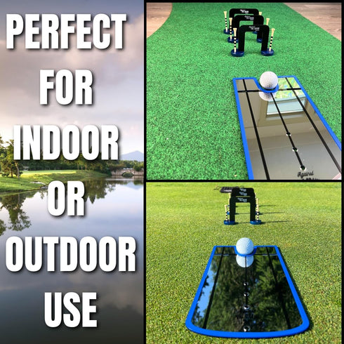 Golf Putting Alignment Mirror - Gates - Tees & Bag Training Combo Pack for Men - Indoor & Outdoor Golf Gifts