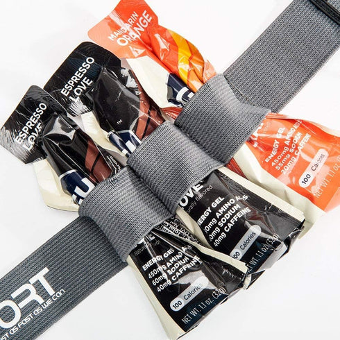 RJ-Sport Race Number Belt, Triathlon Race Bib Holder with 6 Energy Gel Loops for Running and Cycling