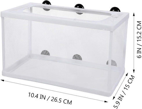 Large Fish Breeder Net with Suction Cups, Nylon Mesh Isolation Box for Fish/Plants/Shrimp