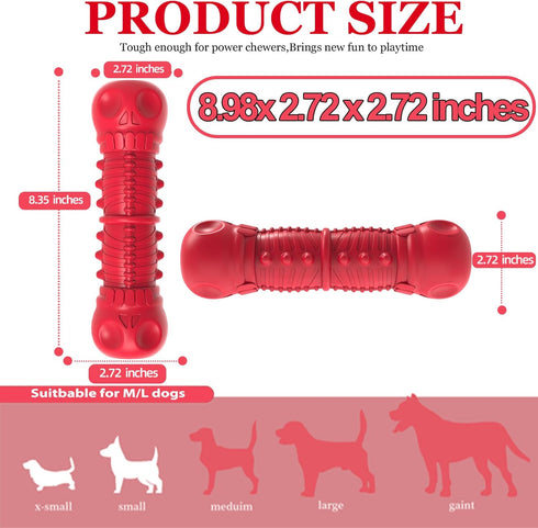 Dog Squeaky Toys for Aggressive Chewers - Durable Natural Rubber Chew Toys for Large Medium Breed Dogs