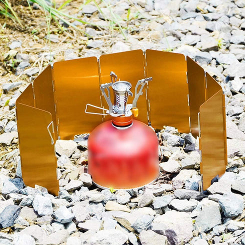 VGEBY Camping Stove Windshield, 8 Plates Foldable Outdoor Gas Picnic Stove Wind Cooking Blocker with Storage Box