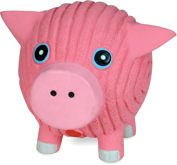 HuggLeHOUNDS Ruff-Tex Squeaky Tough Dog Chew Toy All Natural, Pig, Large