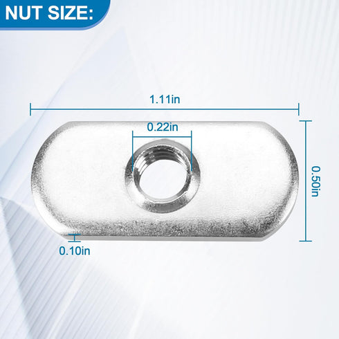 Kayak Track Nuts, T Nut for T track/rail, 1/2" Wide, 1/4-20 Threads, Kayak Fishing Accessories Hardware Screws T-Slot Nut 6 Pack