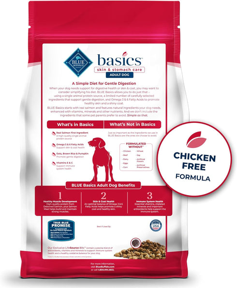 Blue Buffalo Basics Grain-Free Dry Dog Food, Salmon Recipe, Limited Ingredient Diet, 11-lb. Bag for Adult Dogs