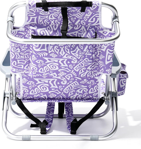 Pinikuyiro Backpack 220LBS Beach Chairs for Adults, Compact Portable Lay Flat Folding Beach Chair with Straps and Large
