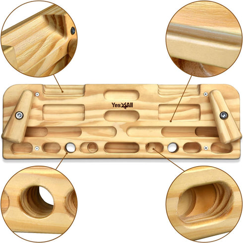 Yes4All Wooden Hang Board for Doorway - Hand Strengthener Equipment for Finger, Grip, and Pull Up Training