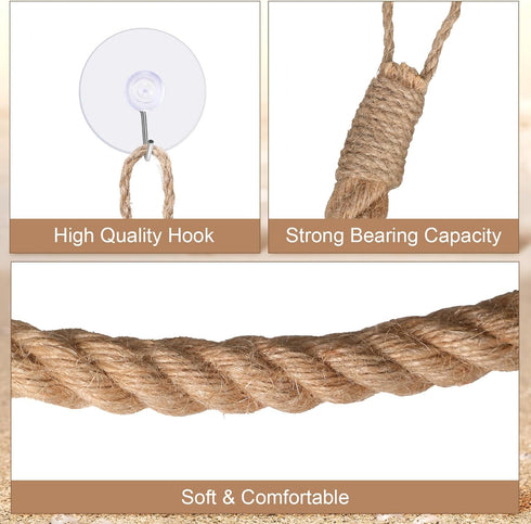 Hermit Crab Toys, 23.6 Inch Climbing Jute Rope Ladder with Hooks, Reptile Tank Accessories for Hermit Crab Lizards
