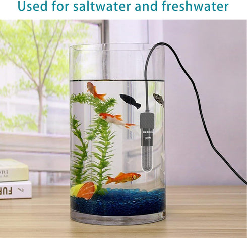 Mini Submersible Aquarium Heater, Adjustable 25/50/100/150/200/300 Watts, Built-in Thermometer, for 1-60 Gallons (20W