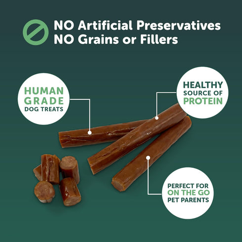 Deli Sticks Pork and Chicken, Human-Grade, Gluten-Free, Soft and Chewy Dog Treats, 10 Count Bag