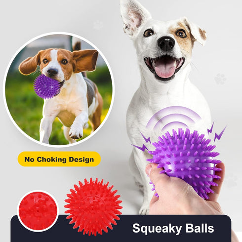 VITEVER 3 Colors Heavy Duty Squeaky Dog Toy Balls, 4.5” for Medium Large Dogs, Durable Chew Toys