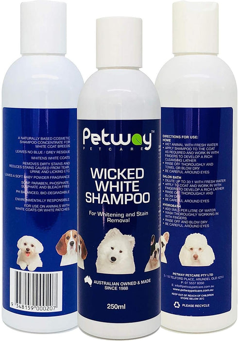 Petway Petcare Wicked White Whitening & Stain Removal Shampoo for Dogs - Deep Cleanse, 250ml