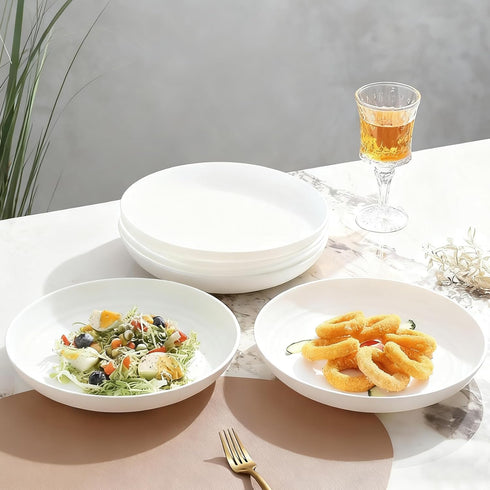 XILEDUO 4 Set, 7.8 Inch Pcs Unbreakable Wheat Straw Plates Reusable Plastic Dinner Plates, Microwave Dishwasher Safe
