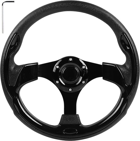 Golf Cart Steering Wheel for EZGO RXV & TXT, Club Car DS, Club Car Precedent Tempo, Yamaha Golf Carts, Black