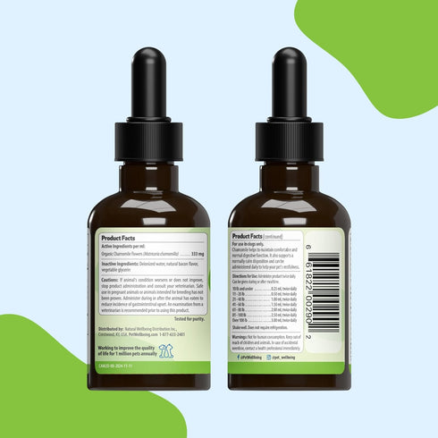 Wellbeing 2 oz (59ml) Pet Chamomile for Dogs - Organic Single Herb Supplement - Gentle Digestive Support, Holistic