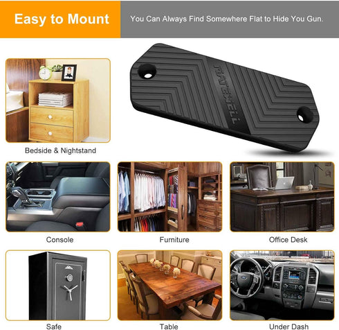 MATEWELL 58 lbs (2-Pack) Magnetic Gun Mount for Vehicle & Home rated. Rubber Coated Pistol Magnet Holder for Trucks