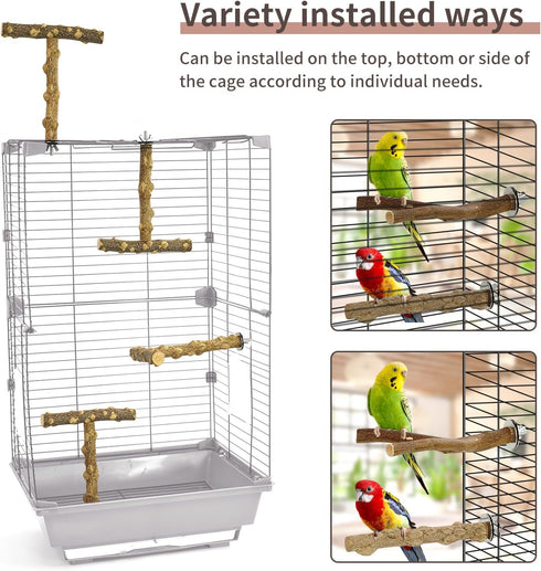 Bird Perches, 6pcs Natural Wood Stand Branches, Chewing Stick Accessories for Parakeet Lovebirds