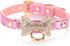 LOVPE Gold Bling Diamond Glitter Leather Fashion Collar with Ring for Small Dogs, Cats, and Puppies (S, Pink)