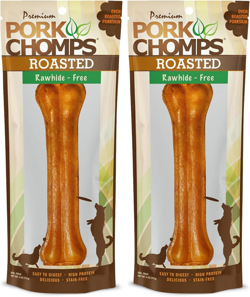 Pork Chomps Roasted Pressed Pork Skin Dog Chew, 7-inch Bone, 1 Count