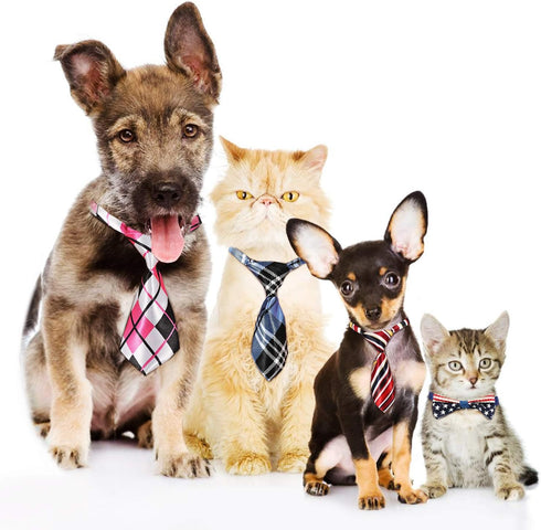 Frienda 20 Pieces Assorted Dog Ties, Small Pet Bow Ties with Adjustable Collar for Grooming Accessories