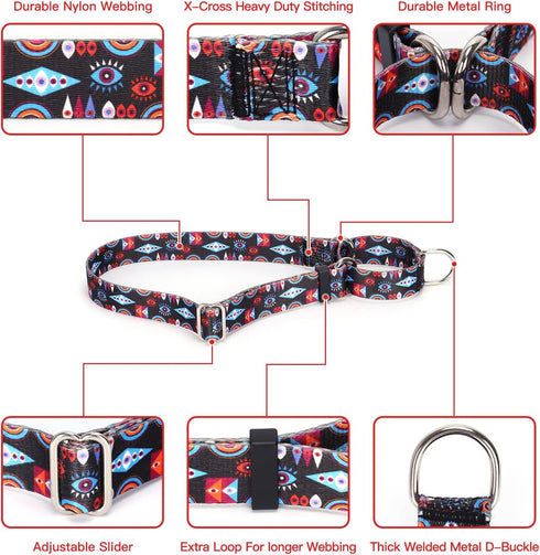 Martingale Dog Collars for Small Dogs, No-Slip Escape Proof Choke No Pull Adjustable Training Collars for Small Medium