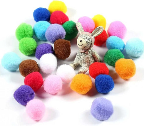 VOVIGGOL 30Pcs 1.3 Inch Cat Toy Balls Soft Kitten Pompom Toys Indoor Cats Interactive Playing Quiet Ball Cats Favorite