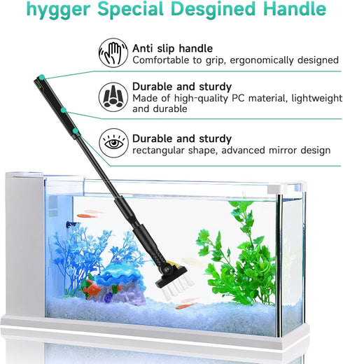 hygger 4 in 1 Small Aquarium Cleaning Tools Kit, Fish Tank Cleaner with Handle, Net, Algae Scraper