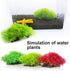 Red Artificial Flowers, Fake Pine with Base Grass Fish Tank Ornament, Aquatic Plant Landscape Decor for Aquarium