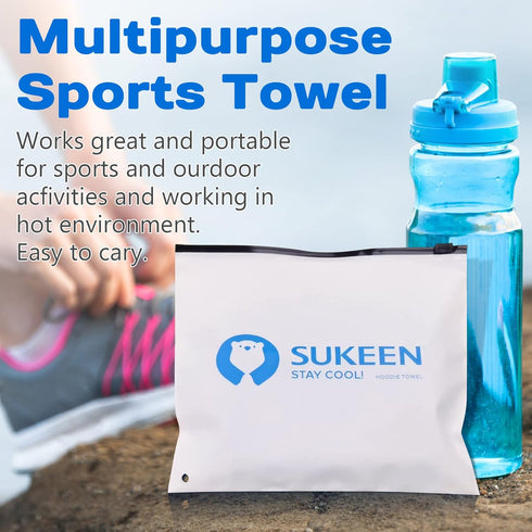 Sukeen Cooling Hoodie Towel, Absorbent Quick-Drying Cooling Towels for Neck and Face, UV Sun Protection
