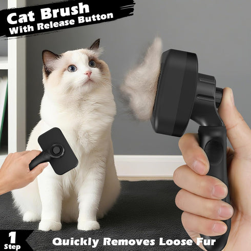 Comotech 3PCS Clipper/Trimmer Cat Grooming Supplies, Cat Brush & Nail & Flea Comb for Shedding Indoor Cats Essentials