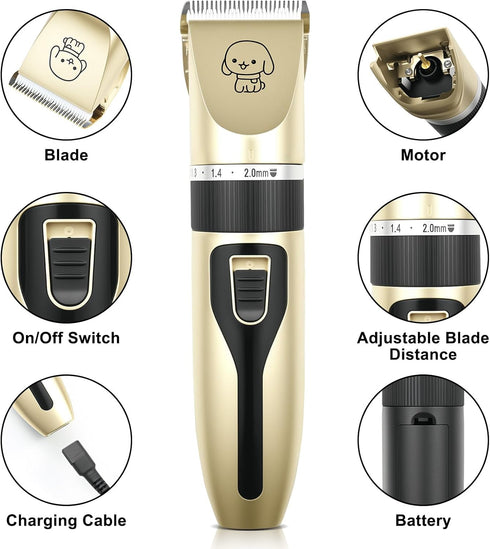 Trimmer, 2000MA FrutPunch Dog Grooming Kit, Cordless Dog Clippers, Electric Shaving, Low Noise Rechargeable Dogs Hair