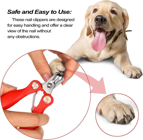 2 Pack Professional Dog Nail Trimmer, Safety Guard Clipper for Dogs, Sharp Trimmer with Nail File for Claw Care