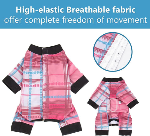 Etdane Dog Recovery Suit for Surgery, Female Spay Onesie for Dogs, Blue Red Plaid/XL