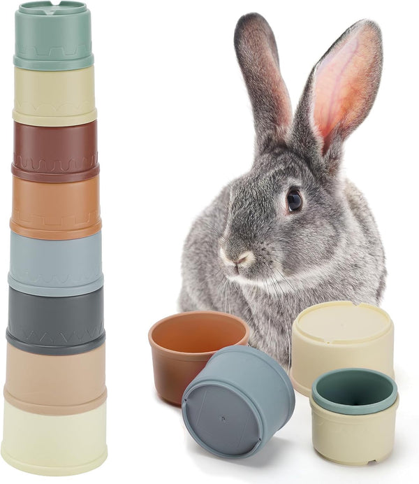 MEWTOGO 8 Pcs Stacking Cups for Bunny - Multi-Colored Reusable Rabbits Bunny